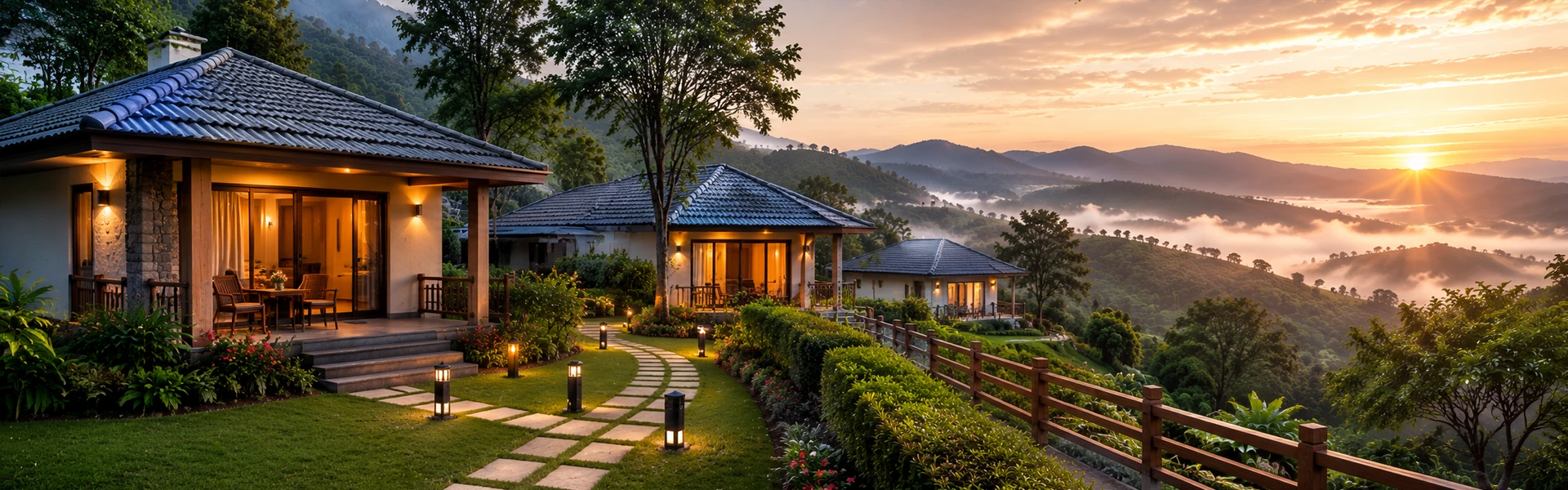 Winding road through lush green mountains